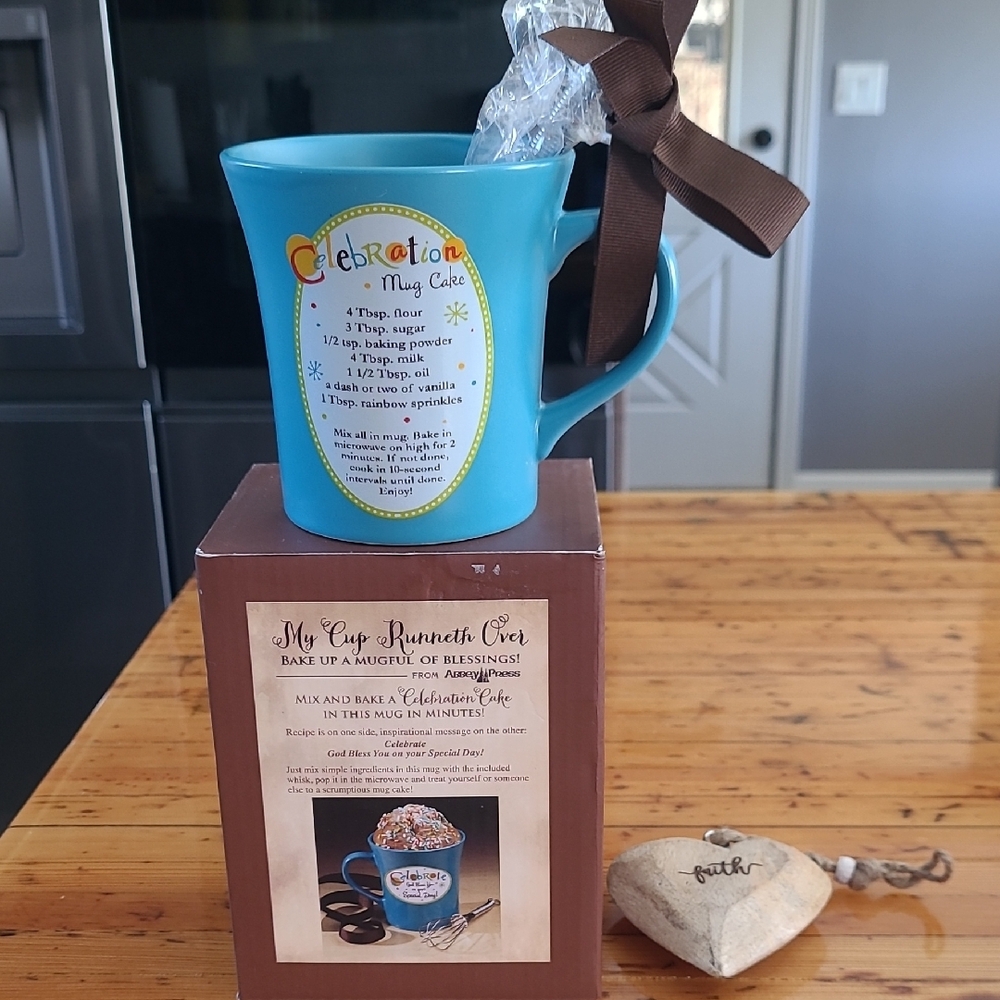 Celebration Blue Mug with Brown Ribbon